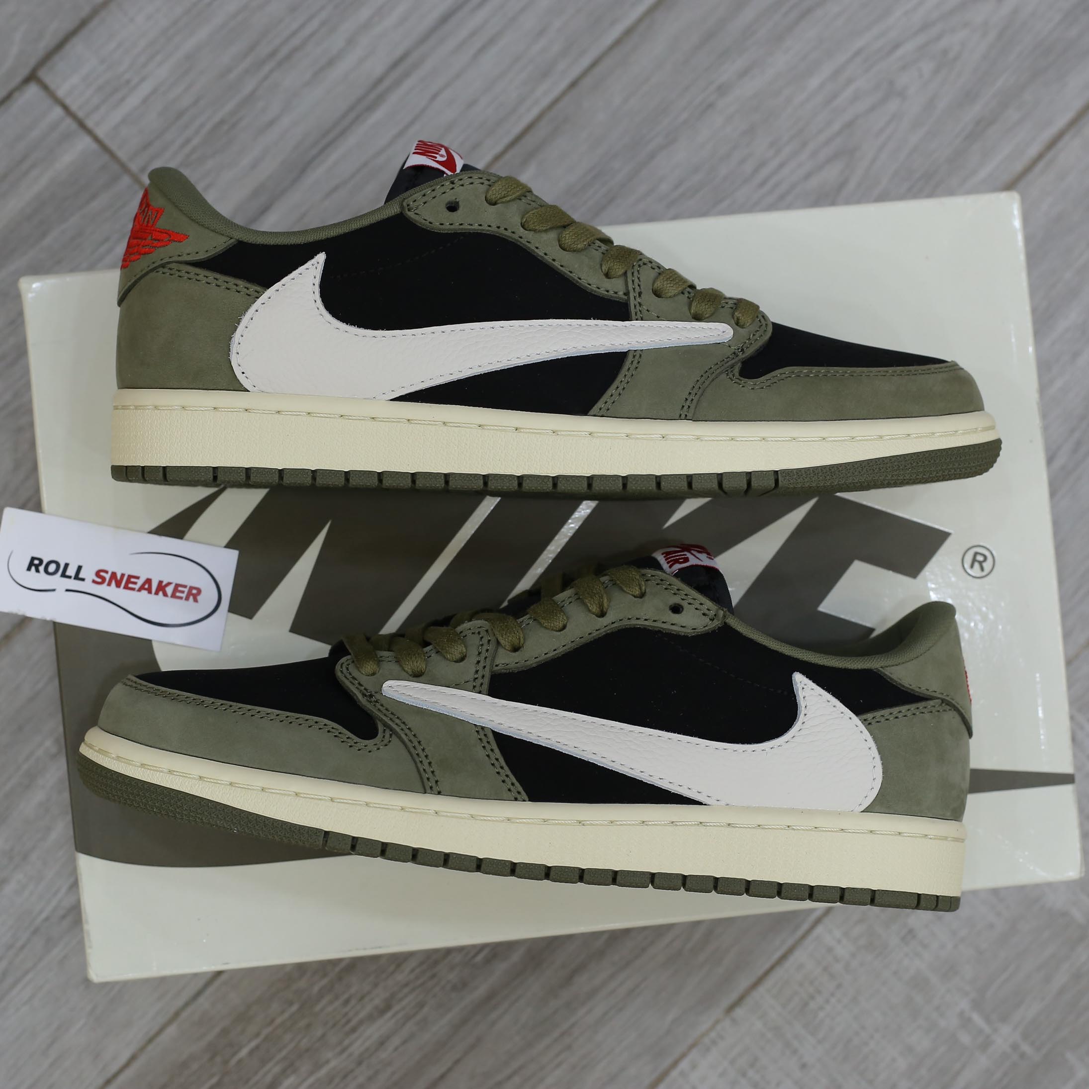 Giày Nike Air Jordan 1 Low Travis Scott Black Olive Like Auth