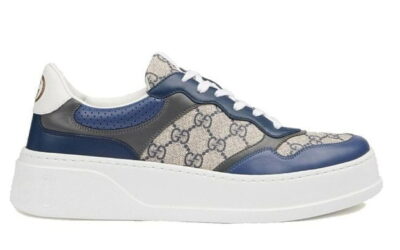 Giày Gucci GG Sneaker Black Blue Leather họa tiết GG Supreme Canvas