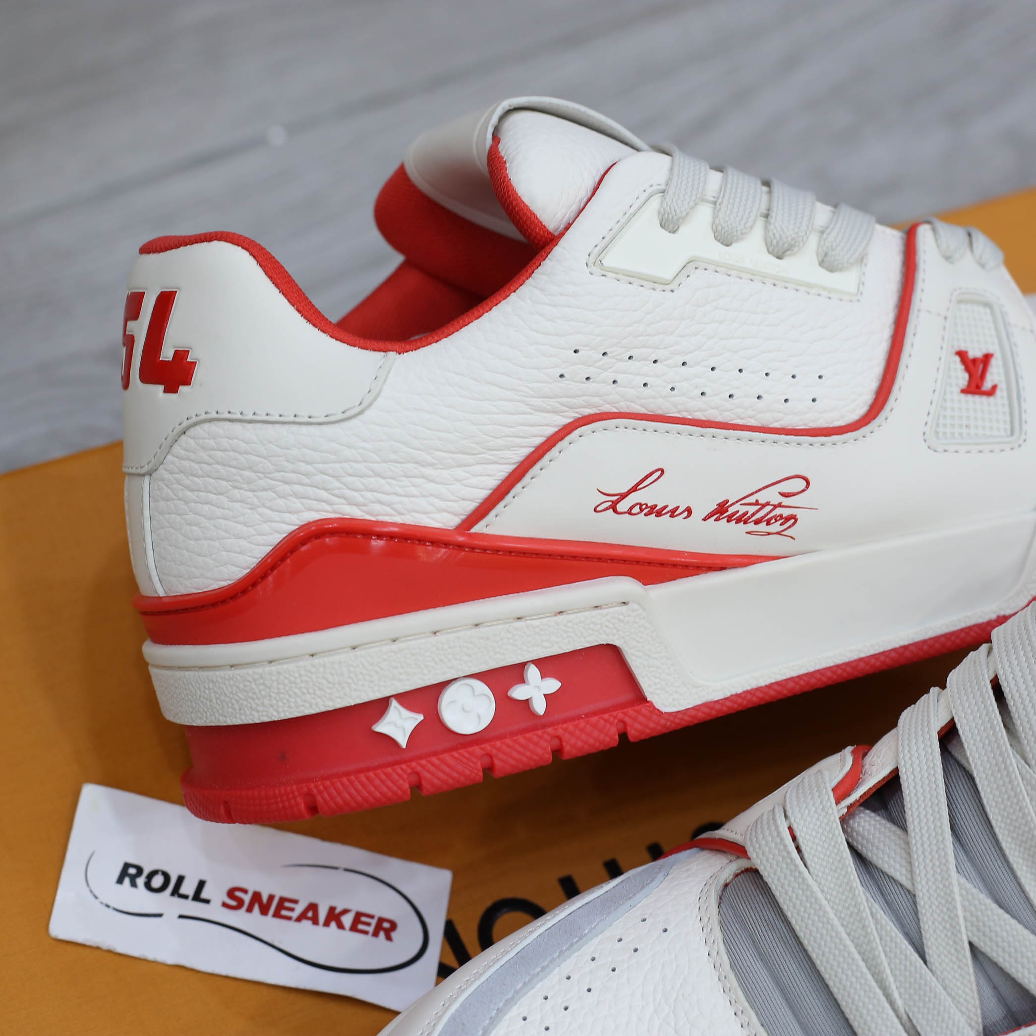 Giày Louis Vuitton Lv Trainer #54 Signature Marine Red Best Quality