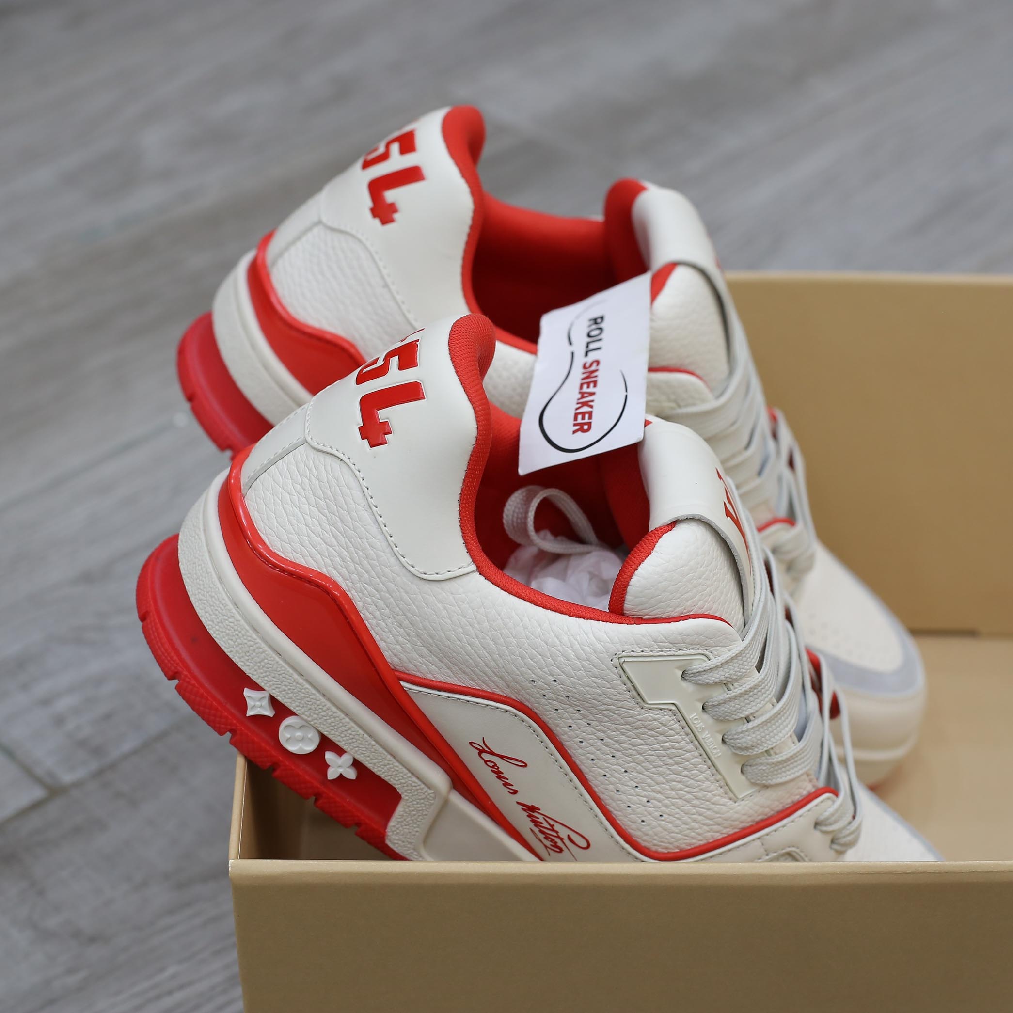 Giày Louis Vuitton Lv Trainer #54 Signature Marine Red Best Quality