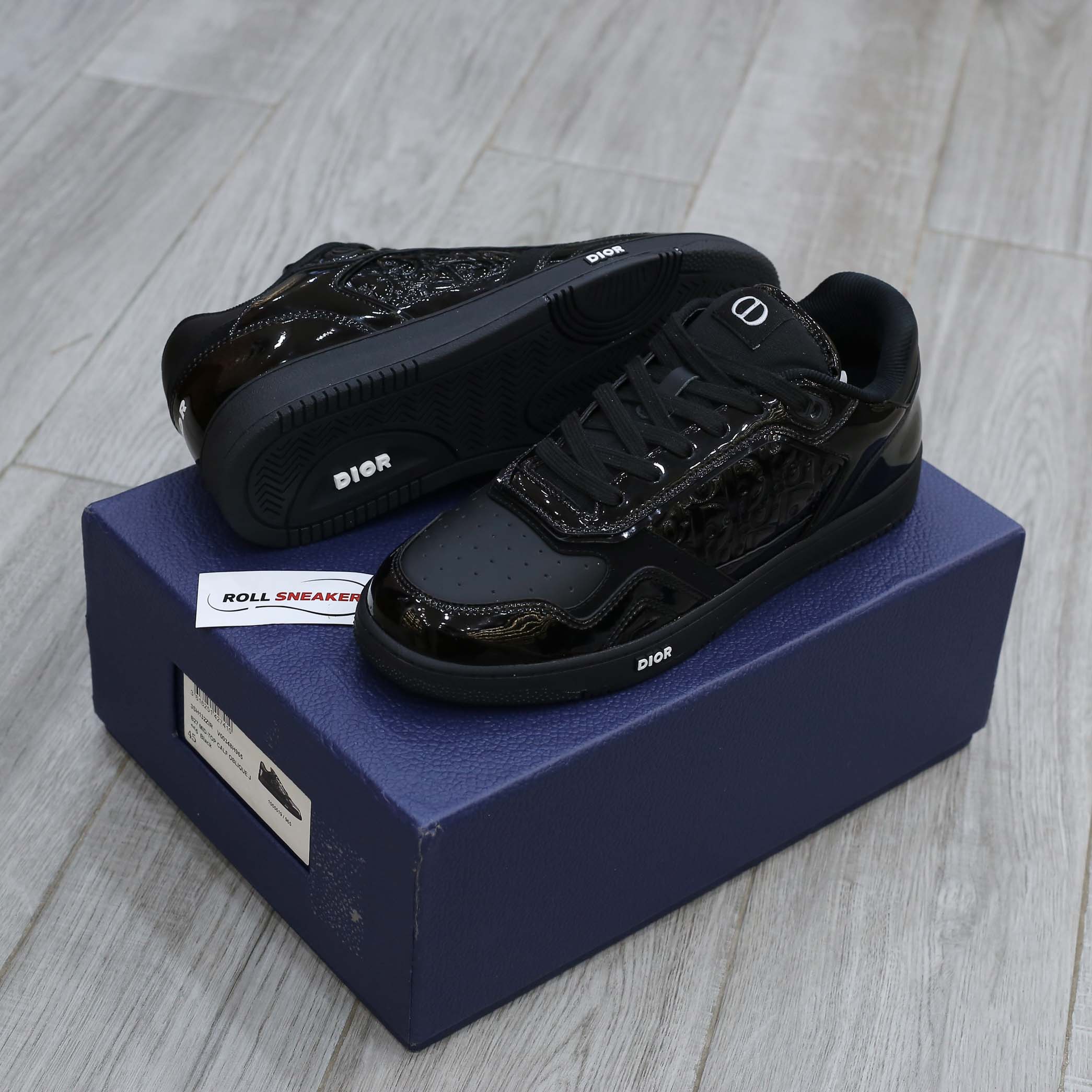 Giày Dior B27 Black Patent Calfskin Dior Oblique Gravity Leather Best Quality