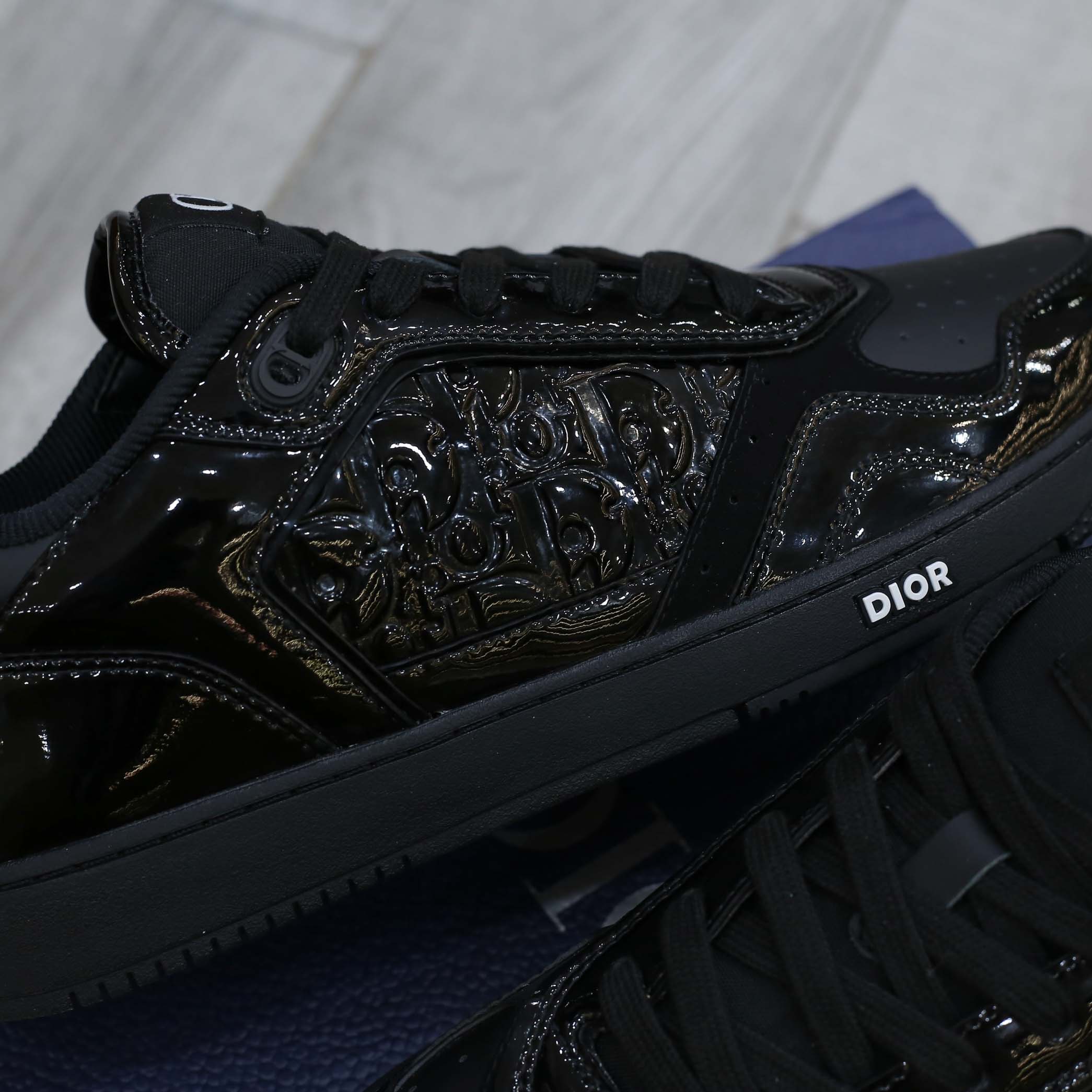 Giày Dior B27 Black Patent Calfskin Dior Oblique Gravity Leather Best Quality