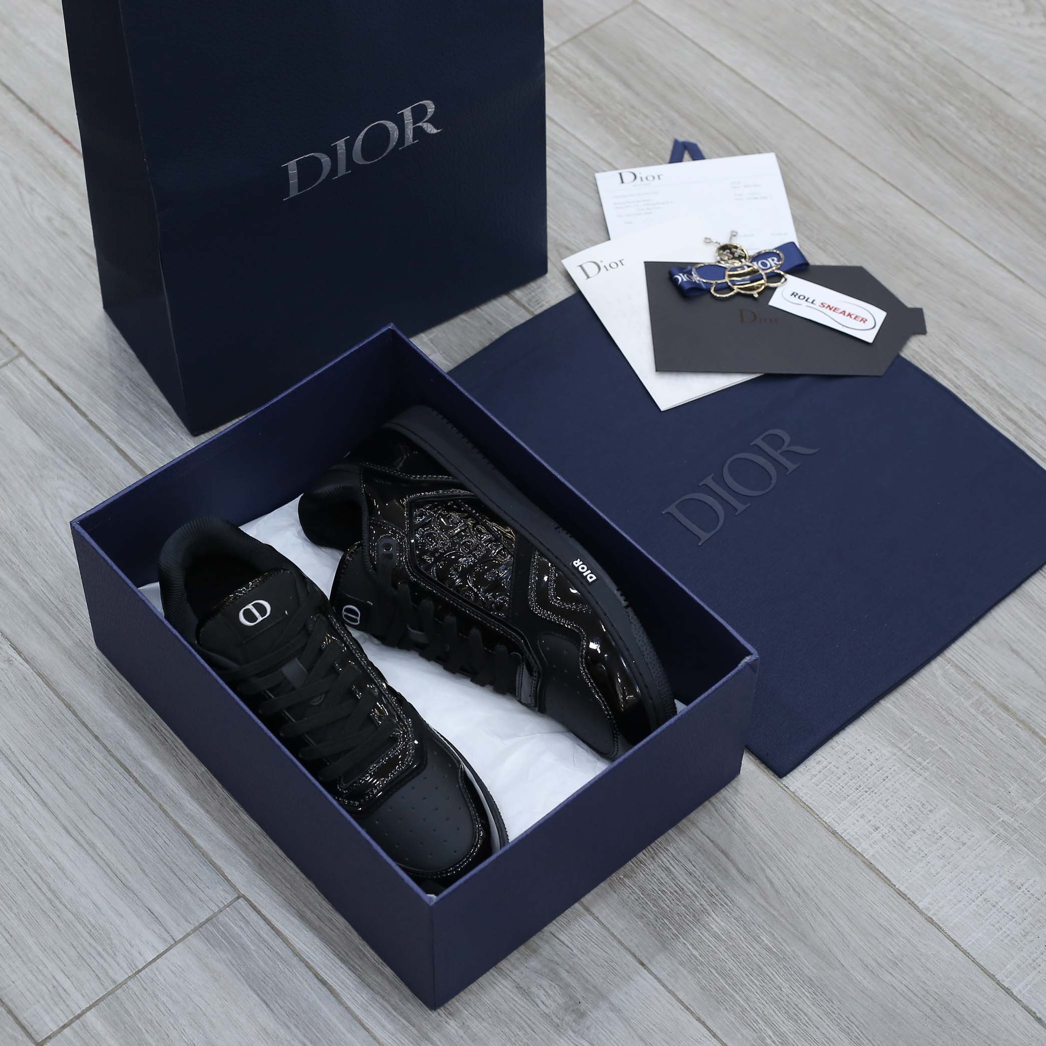 Giày Dior B27 Black Patent Calfskin Dior Oblique Gravity Leather Best Quality