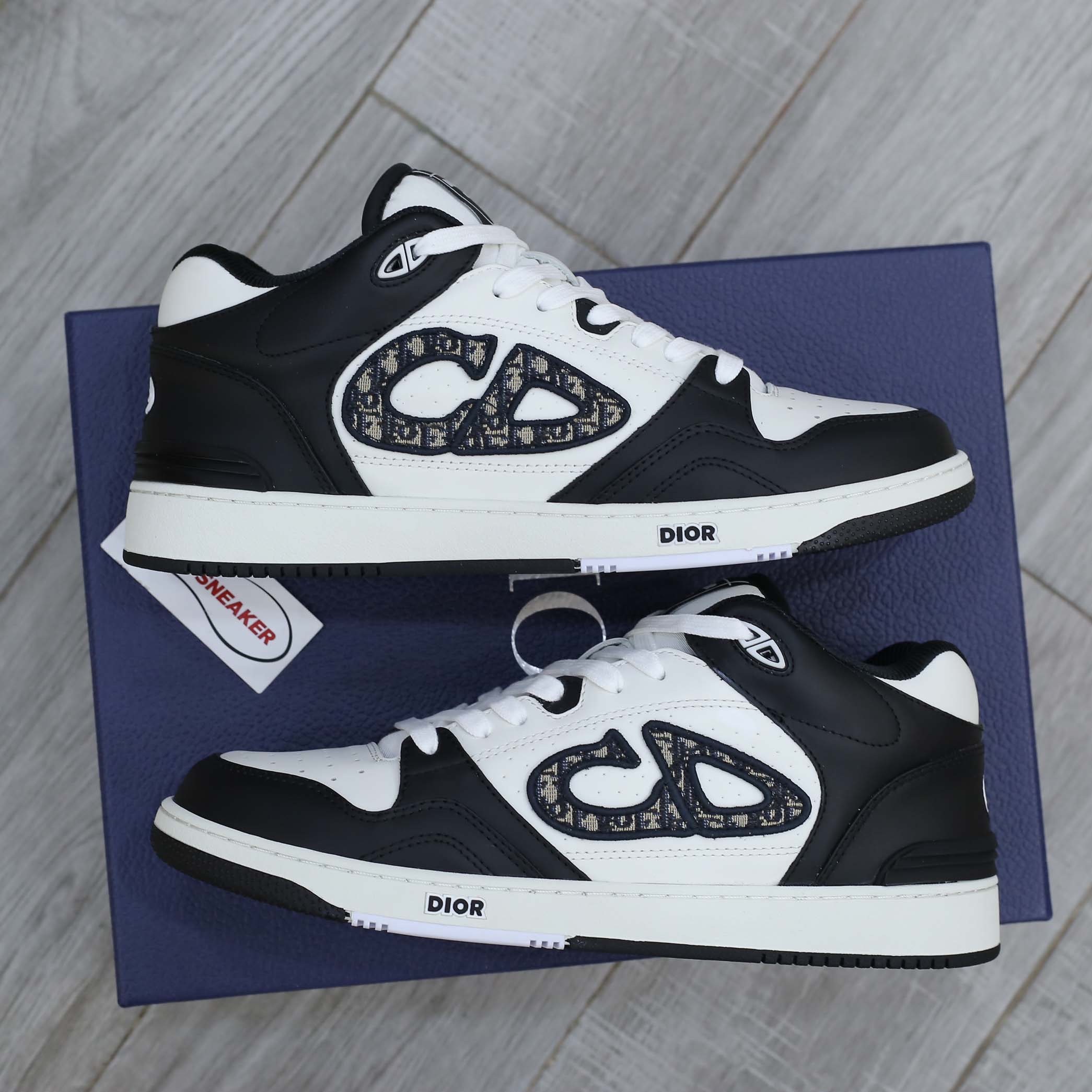 Giày Dior B57 Mid Black and White Dior Oblique Jacquard Like Auth