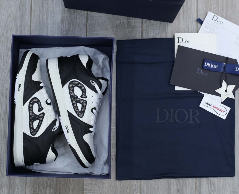 Giày Dior B57 Mid Black and White Dior Oblique Jacquard Like Auth