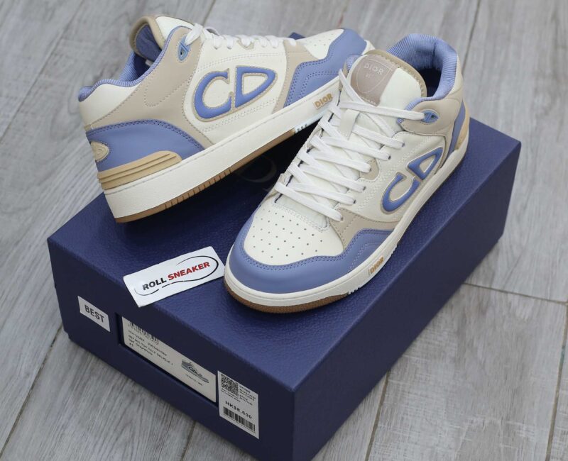Giày Dior B57 Mid Blue Cream and Beige Suede Like Auth