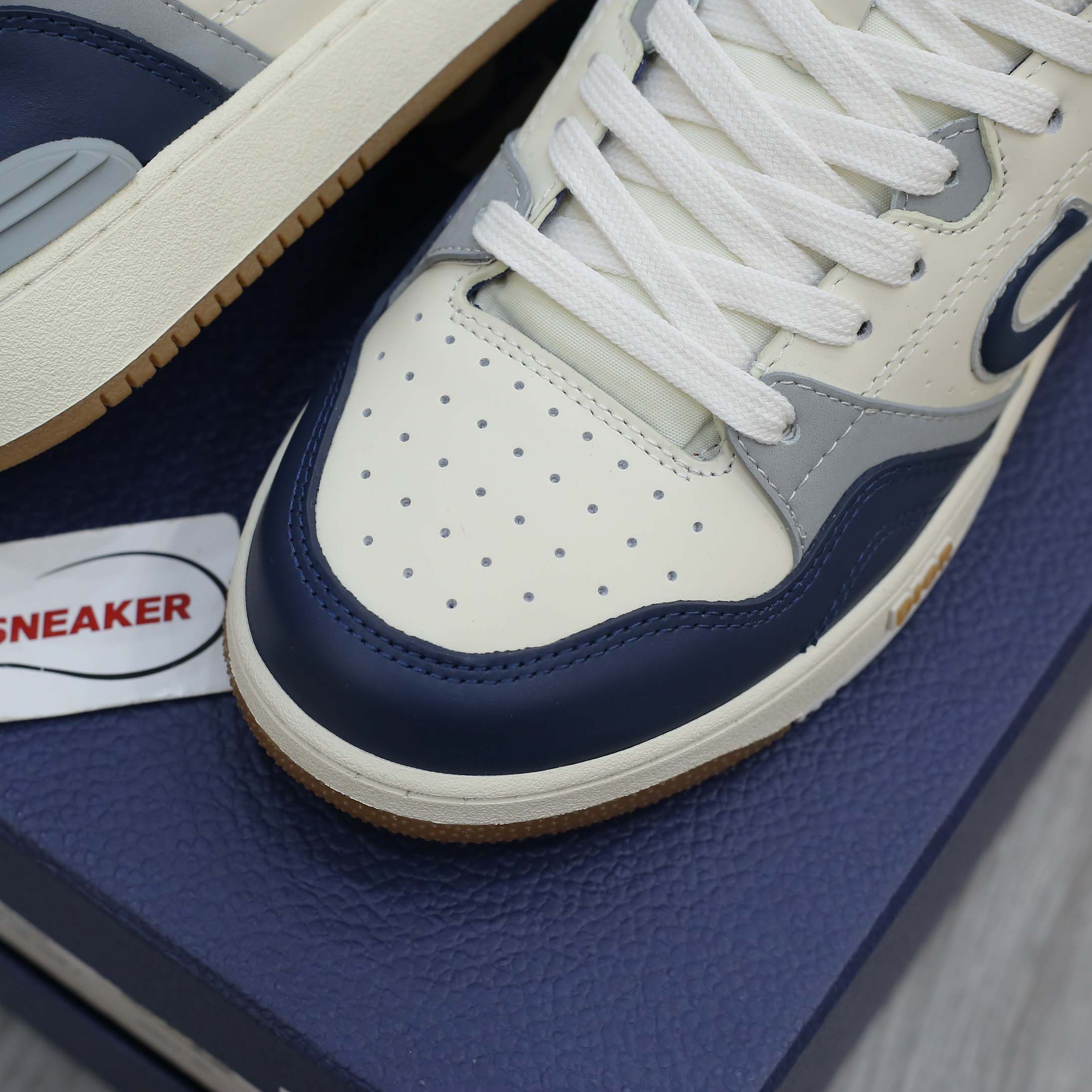 Giày Dior B57 Mid Navy Blue and Cream and Gray Suede Best Quality