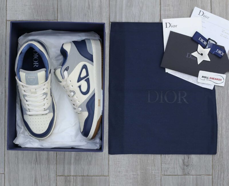 Giày Dior B57 Mid Navy Blue and Cream and Gray Suede Best Quality