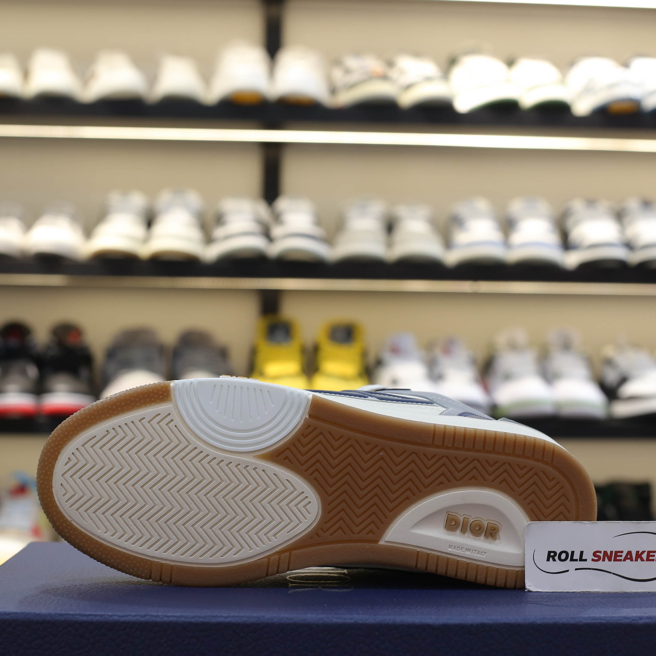 Giày Dior B57 Mid Navy Blue and Cream and Gray Suede Best Quality