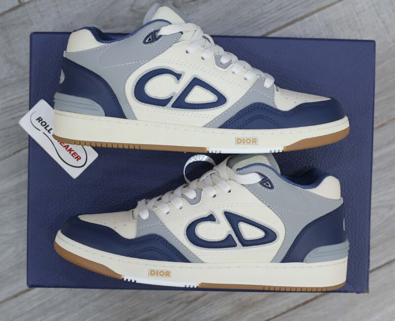 Giày Dior B57 Mid Navy Blue and Cream and Gray Suede Best Quality