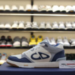 Giày Dior B57 Mid Navy Blue and Cream and Gray Suede Best Quality