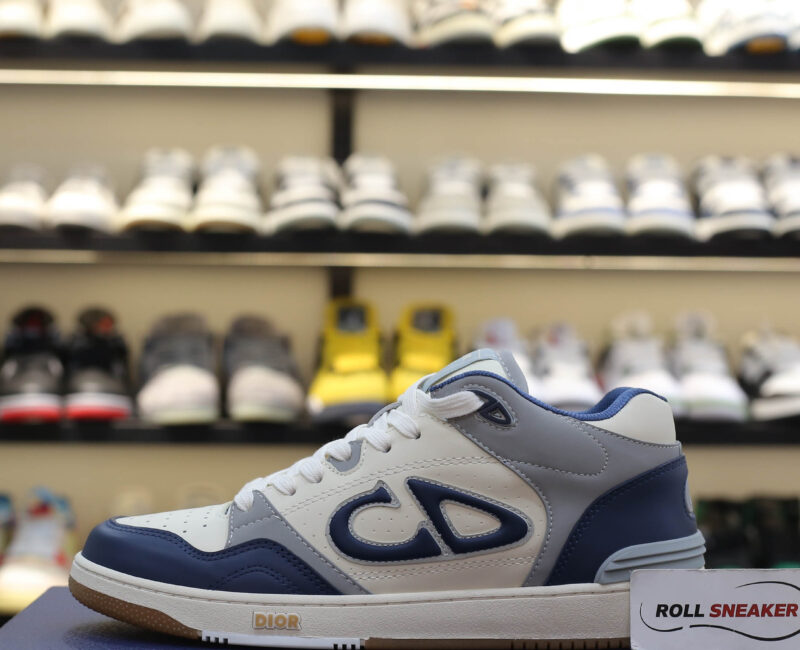 Giày Dior B57 Mid Navy Blue and Cream and Gray Suede Best Quality