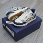 Giày Dior B57 Mid Navy Blue and Cream and Gray Suede Best Quality