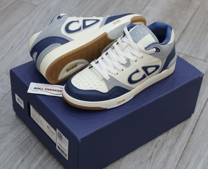 Giày Dior B57 Mid Navy Blue and Cream and Gray Suede Best Quality