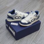 Giày Dior B57 Mid Navy Blue and Cream and Gray Suede Best Quality
