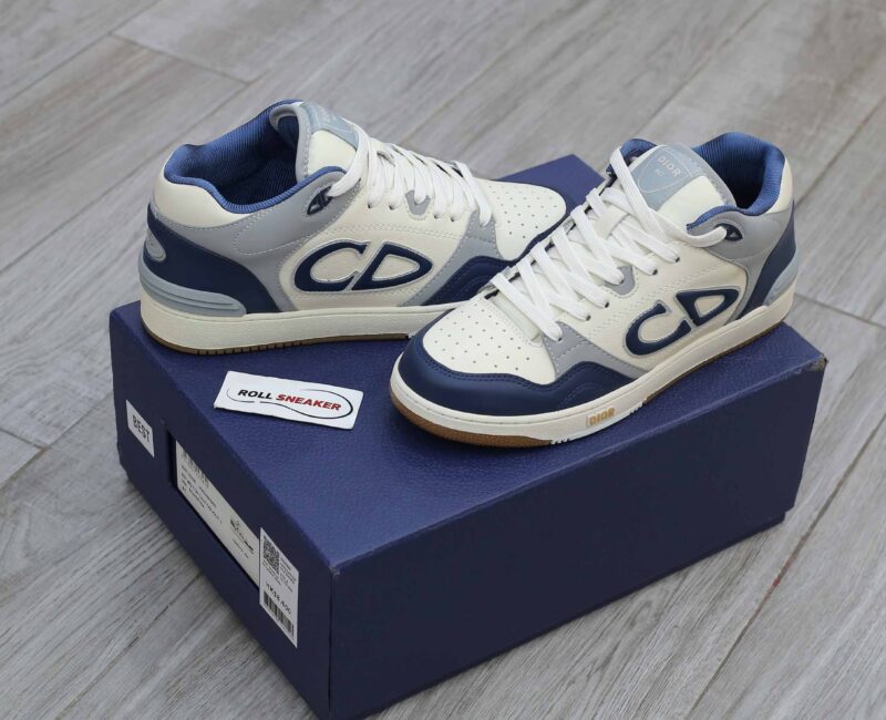 Giày Dior B57 Mid Navy Blue and Cream and Gray Suede Best Quality