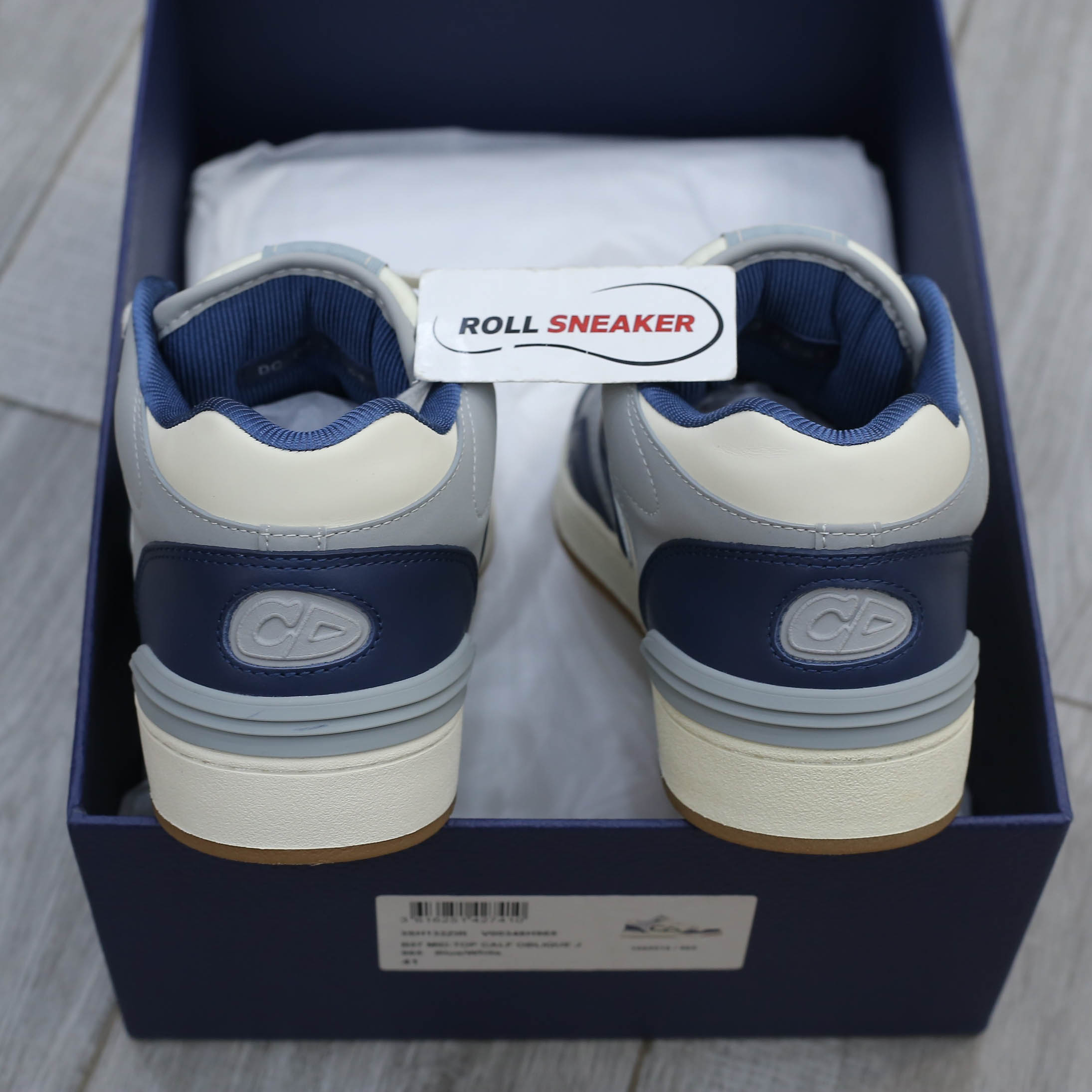 Giày Dior B57 Mid Navy Blue and Cream and Gray Suede Best Quality