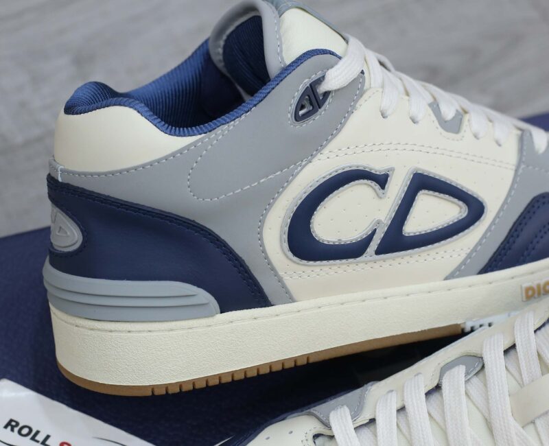 Giày Dior B57 Mid Navy Blue and Cream and Gray Suede Best Quality