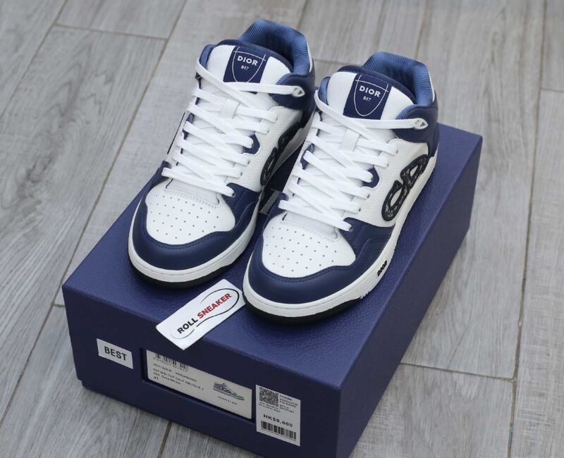 Giày Dior B57 Mid Navy Blue White Dior Oblique Jacquard Like Auth