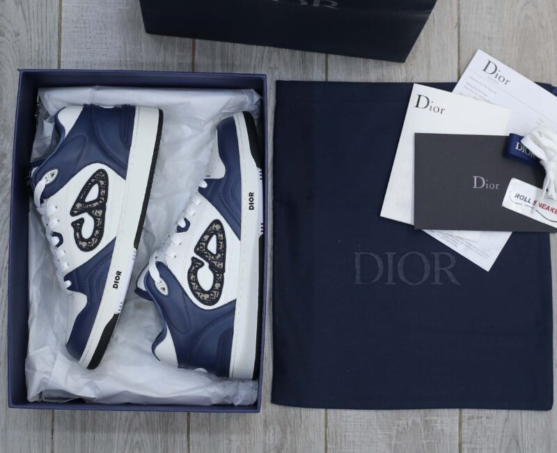 Giày Dior B57 Mid Navy Blue White Dior Oblique Jacquard Like Auth