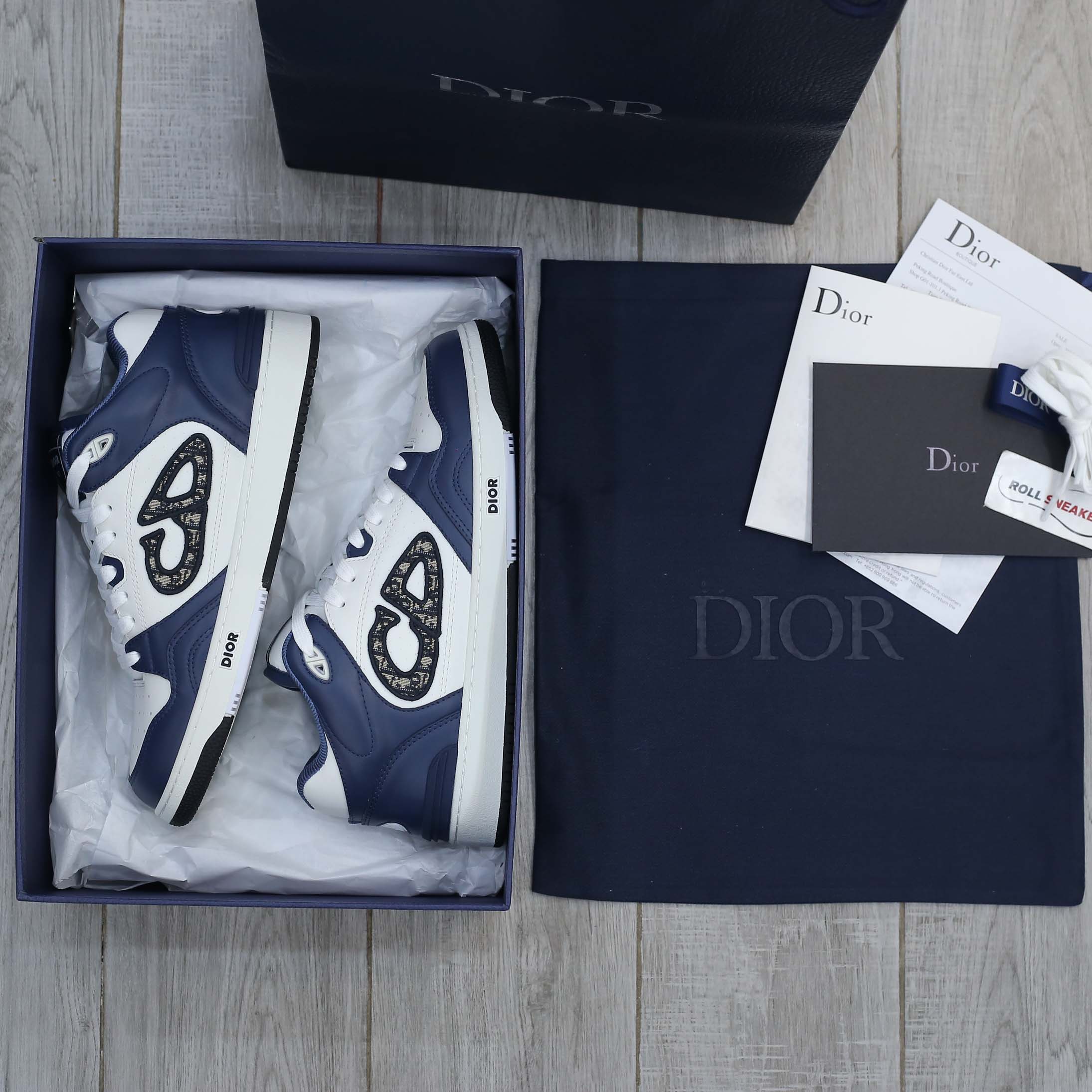 Giày Dior B57 Mid Navy Blue White Dior Oblique Jacquard Like Auth