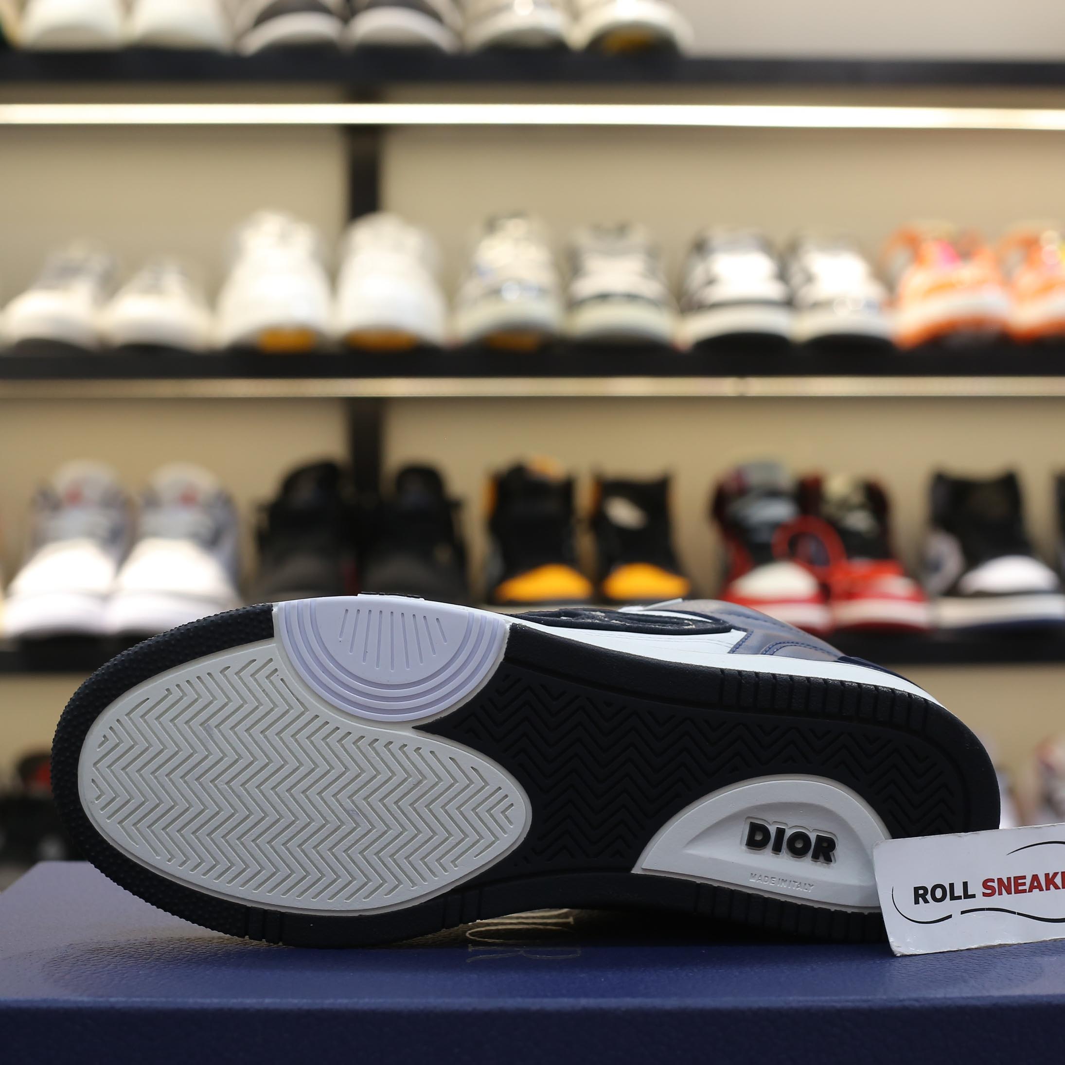 Giày Dior B57 Mid Navy Blue White Dior Oblique Jacquard Like Auth