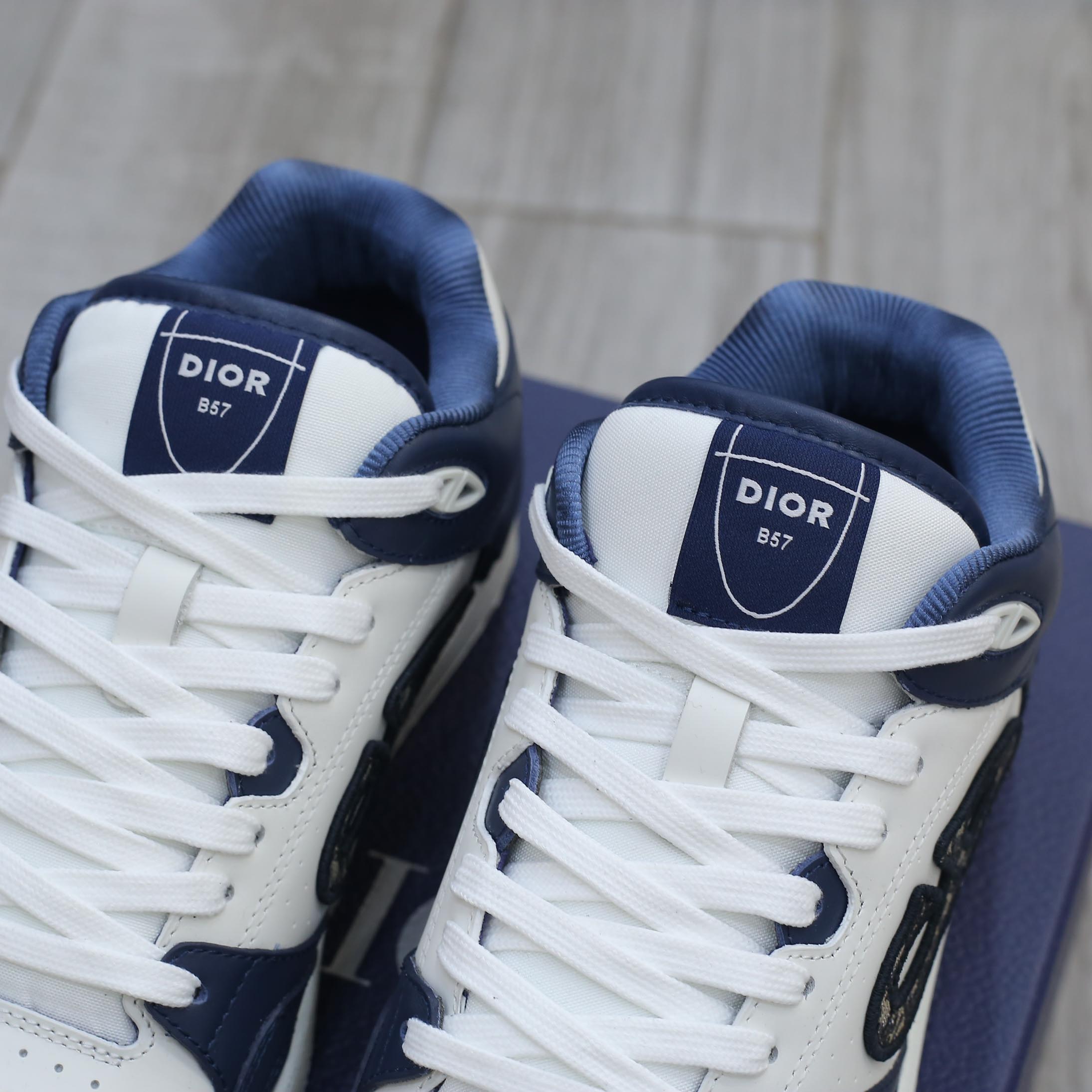 Giày Dior B57 Mid Navy Blue White Dior Oblique Jacquard Like Auth