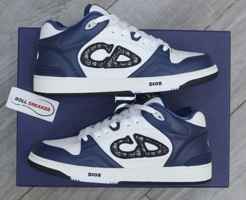 Giày Dior B57 Mid Navy Blue White Dior Oblique Jacquard Like Auth