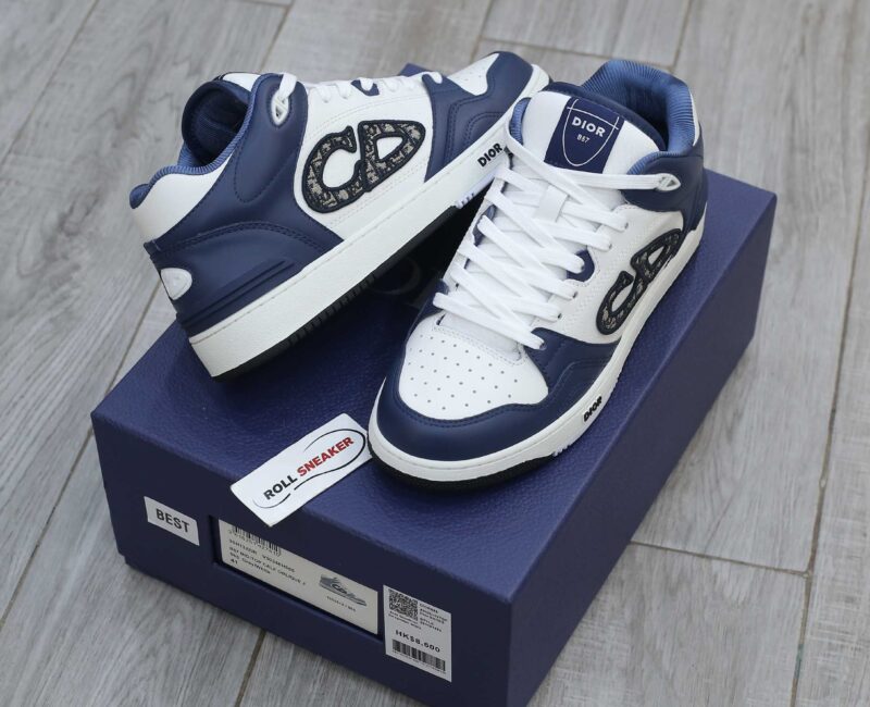 Giày Dior B57 Mid Navy Blue White Dior Oblique Jacquard Like Auth