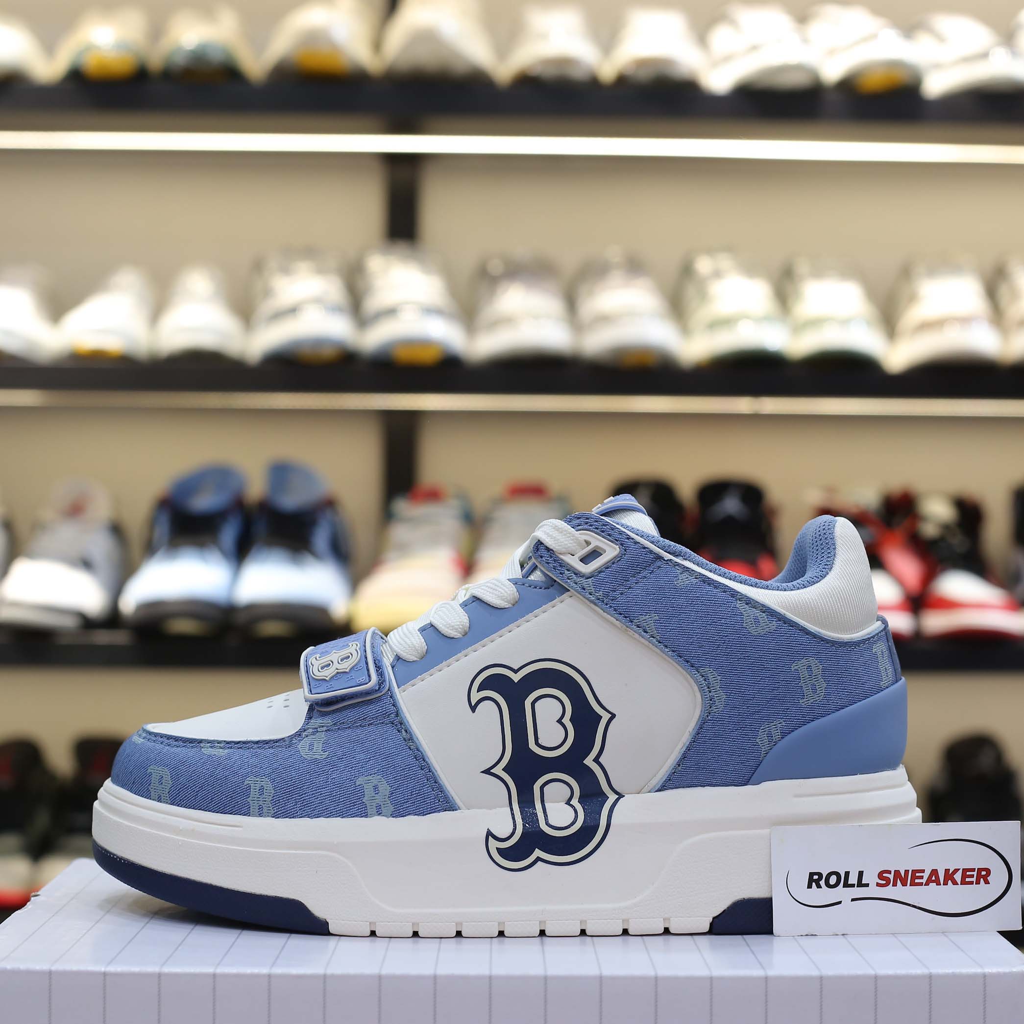 Giày MLB Chunky Liner Mid Denim Boston Red Sox ‘D.Blue’ Auth