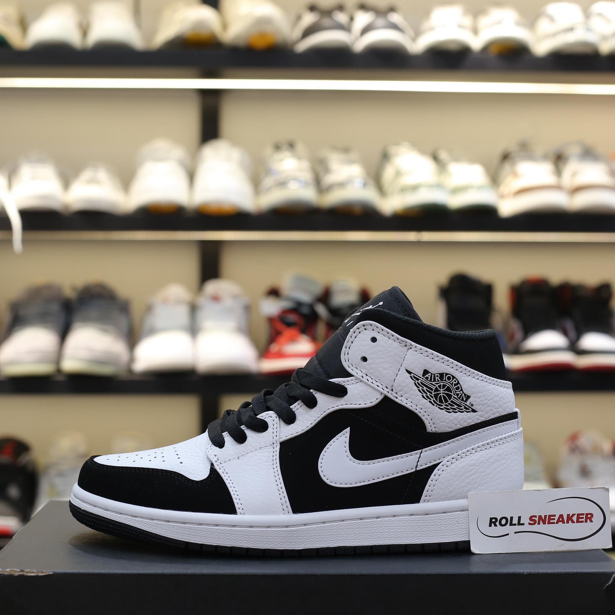 Giày Nike Air Jordan 1 Mid Tuxedo White Black Best Quality