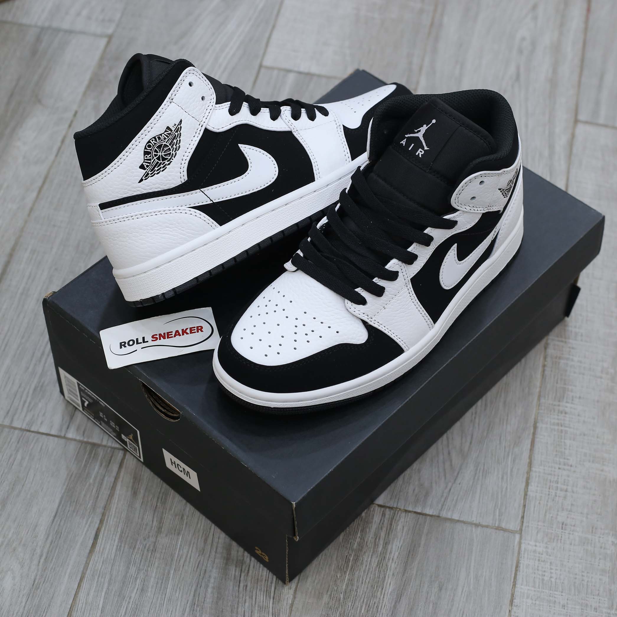 Giày Nike Air Jordan 1 Mid Tuxedo White Black Best Quality