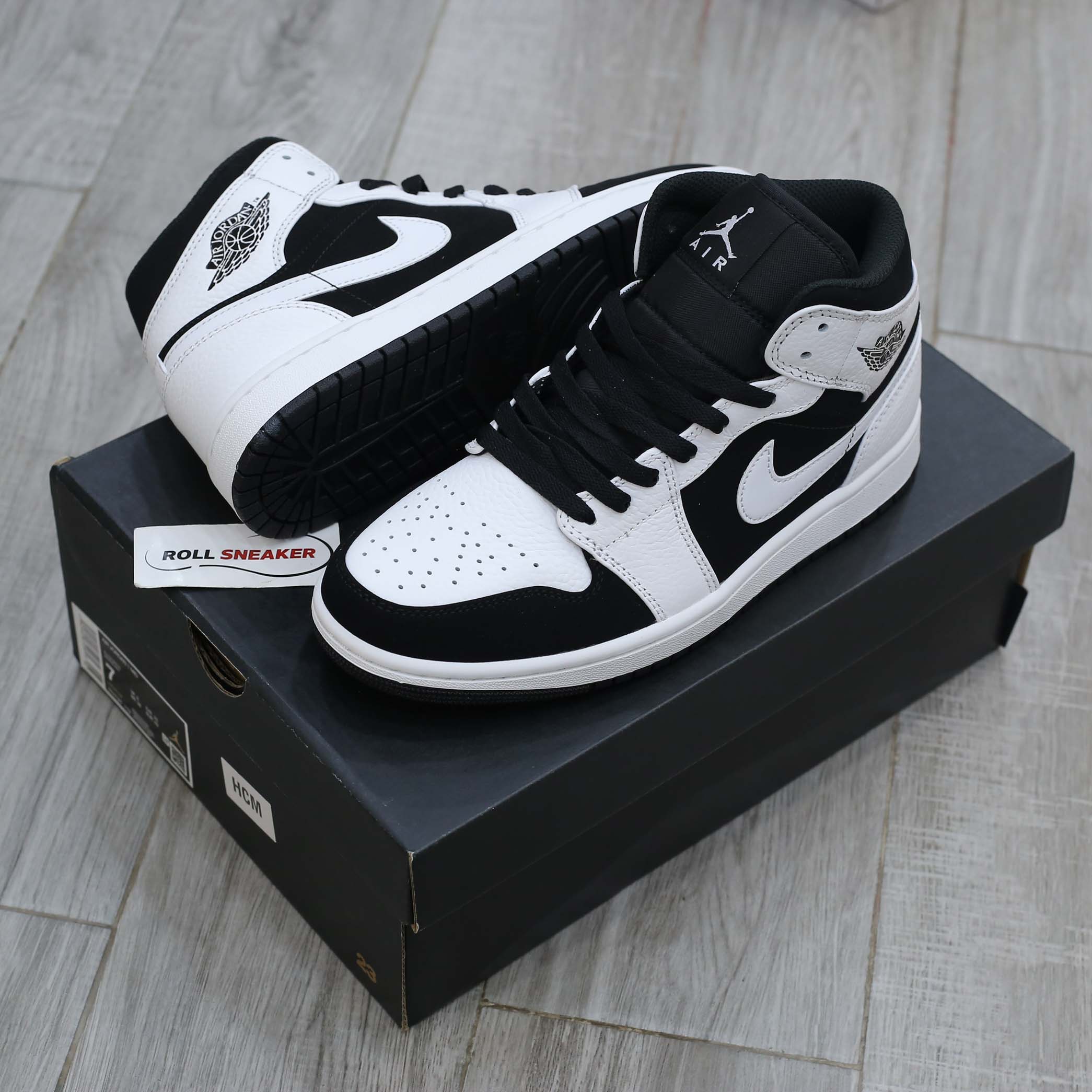 Giày Nike Air Jordan 1 Mid Tuxedo White Black Best Quality