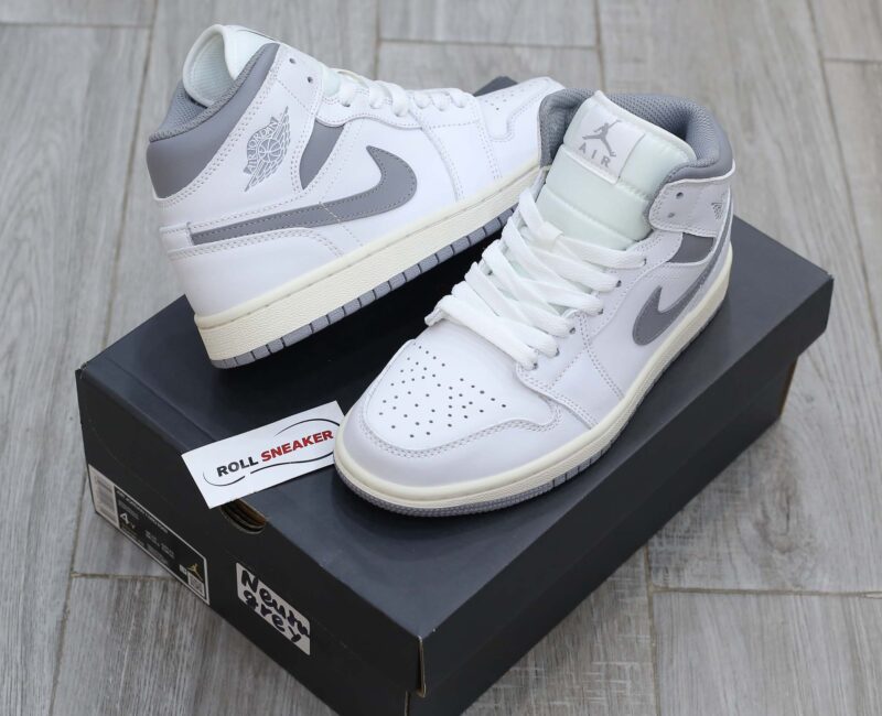 Giày Nike Air Jordan 1 ‘Mid White Stealth’ Like Auth