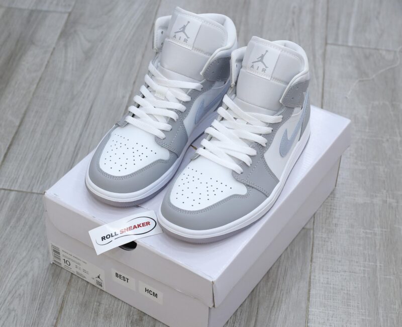 Giày Nike Air Jordan 1 Mid Wolf Grey Aluminum Best Quality