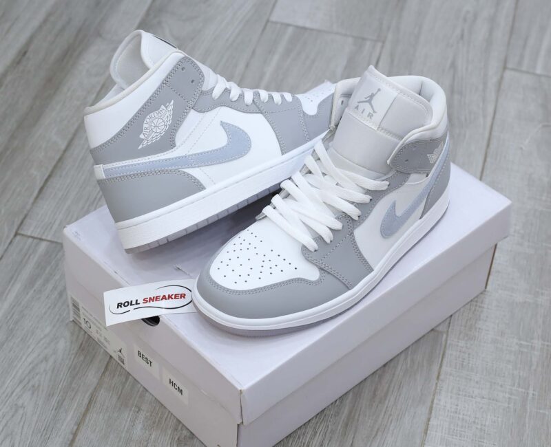 Giày Nike Air Jordan 1 Mid Wolf Grey Aluminum Best Quality