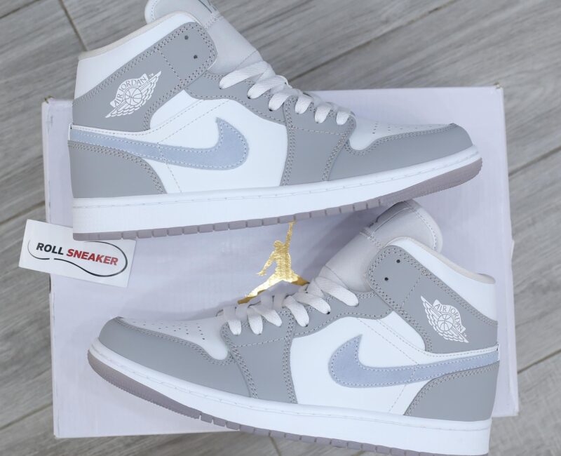 Giày Nike Air Jordan 1 Mid Wolf Grey Aluminum Best Quality