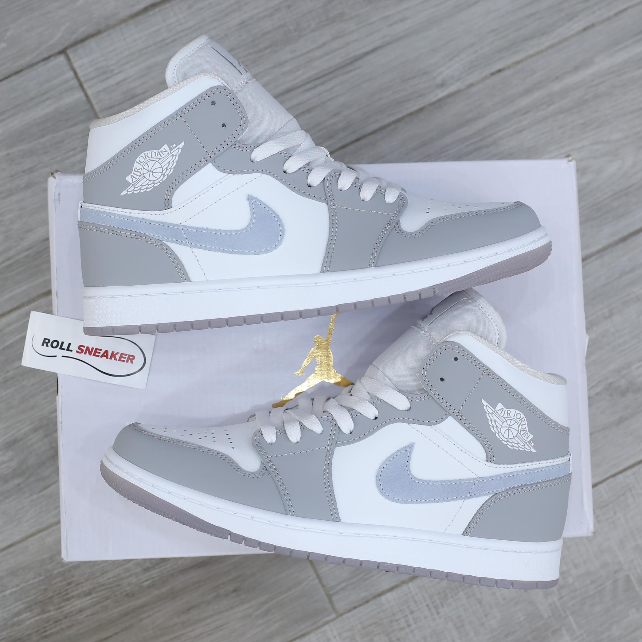 Giày Nike Air Jordan 1 Mid Wolf Grey Aluminum Best Quality