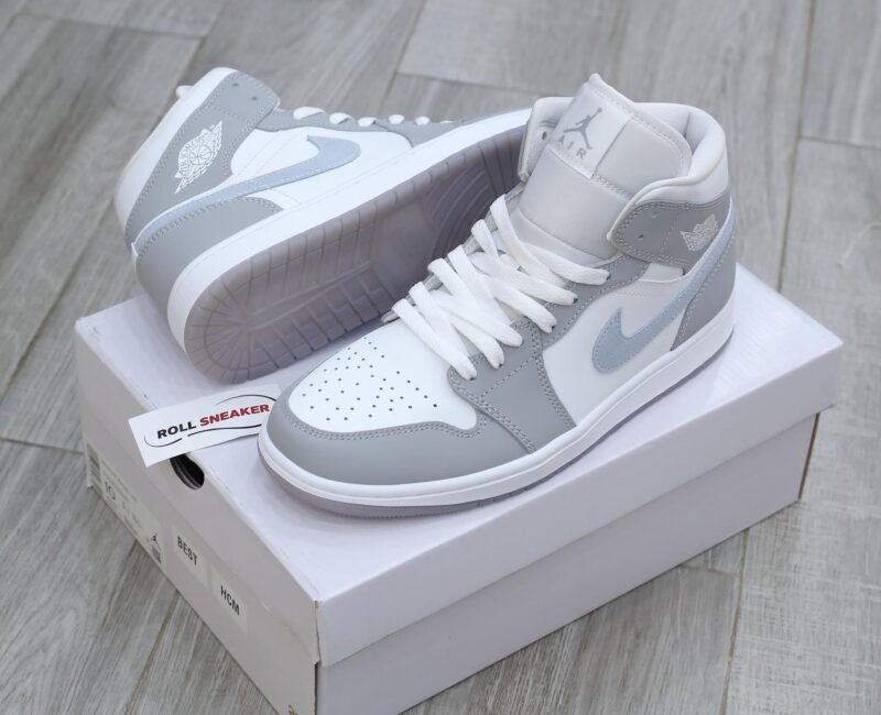 Giày Nike Air Jordan 1 Mid Wolf Grey Aluminum Best Quality
