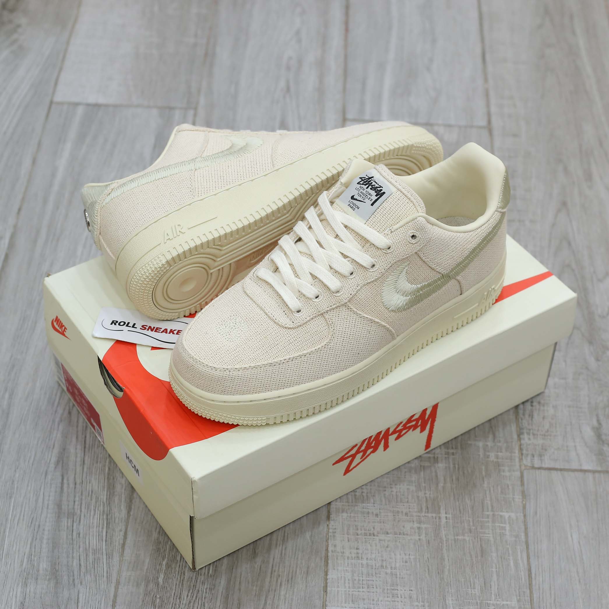 Giày Nike Stussy x Nike Air Force 1 Low 'Fossil' Best Quality