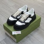 Giày Gucci GG Sneaker Black White leather họa tiết GG dập nổi Best Quality