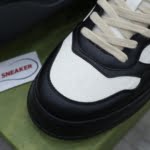 Giày Gucci GG Sneaker Black White leather họa tiết GG dập nổi Best Quality
