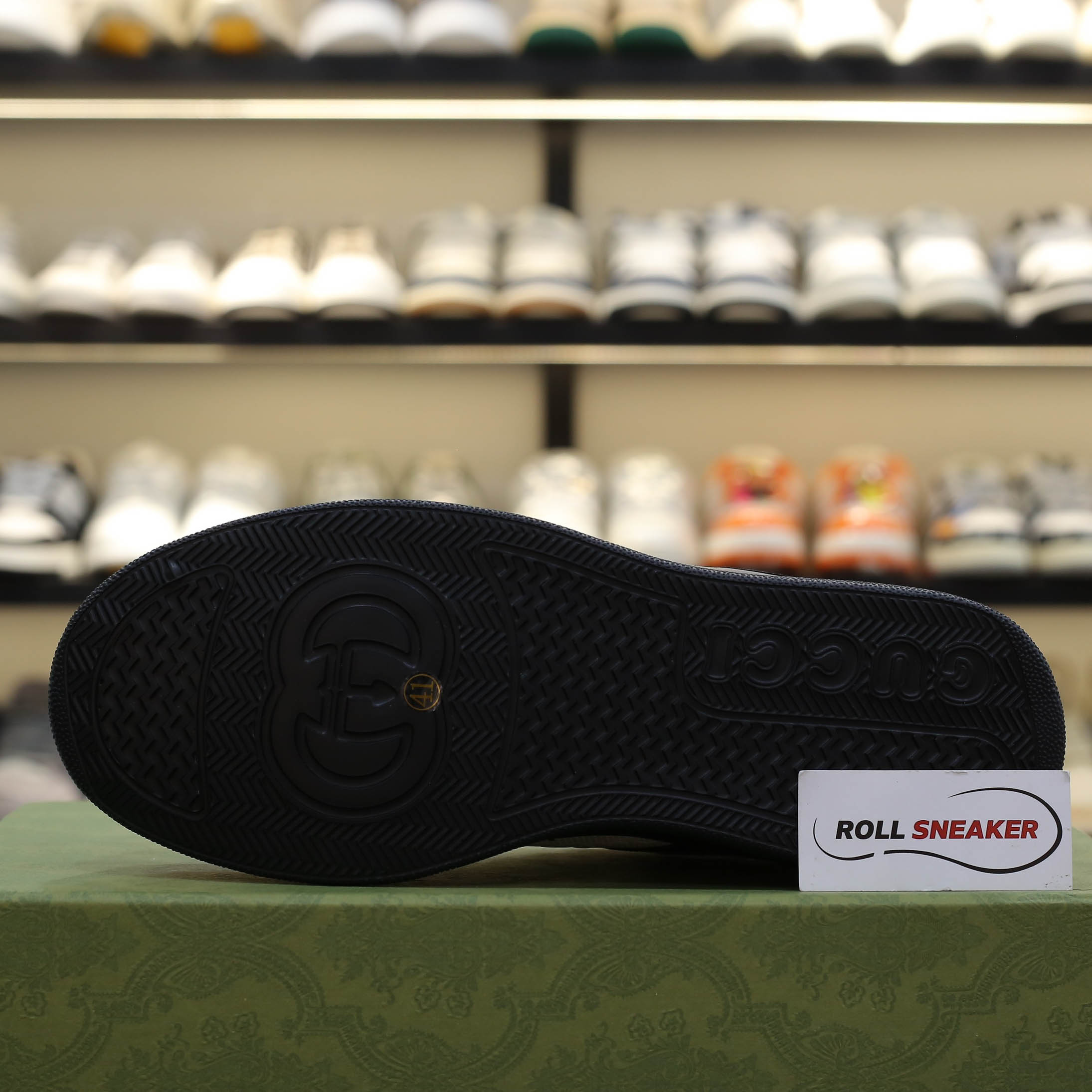 Giày Gucci GG Sneaker Black White leather họa tiết GG dập nổi Best Quality