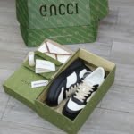 Giày Gucci GG Sneaker Black White leather họa tiết GG dập nổi Best Quality