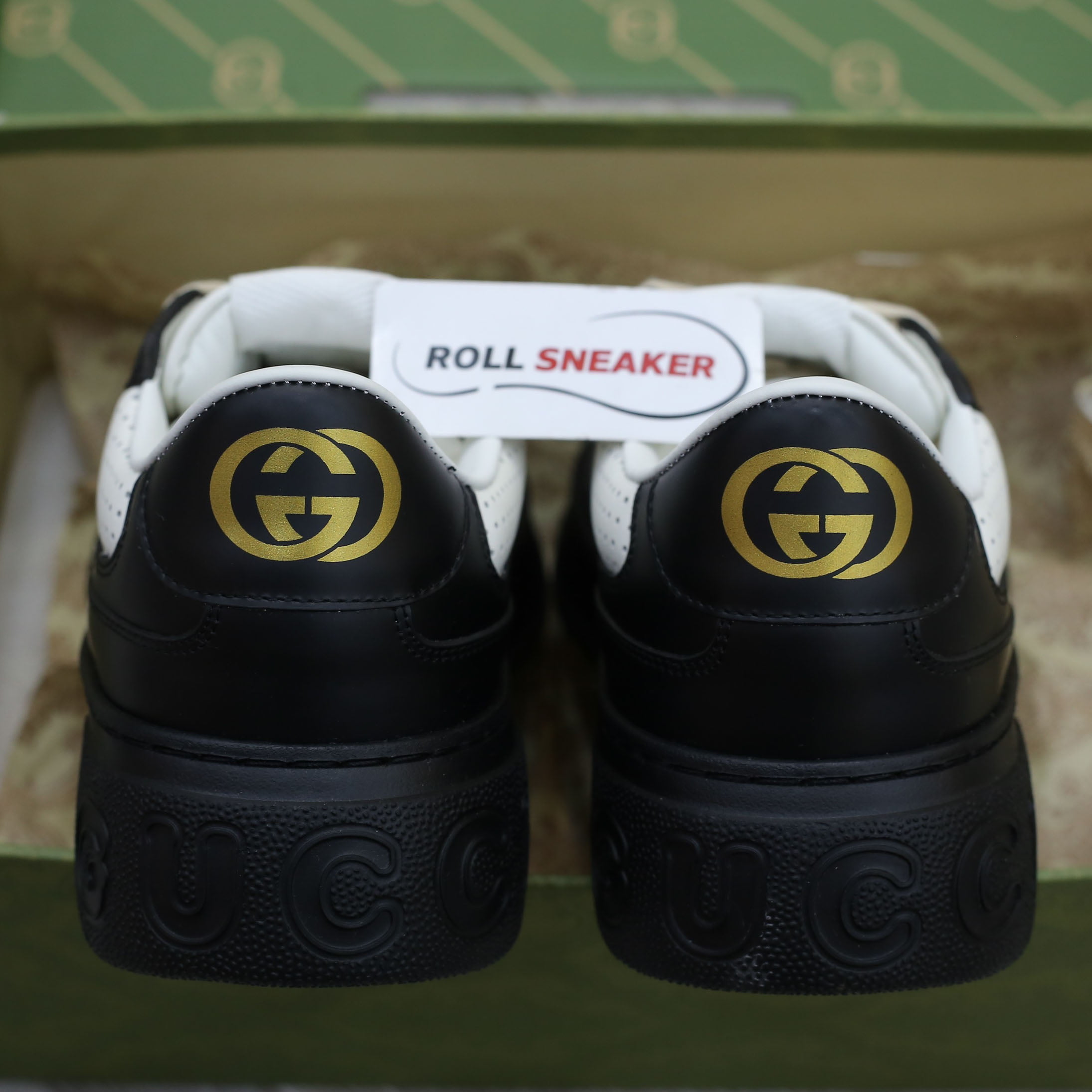 Giày Gucci GG Sneaker Black White leather họa tiết GG dập nổi Best Quality