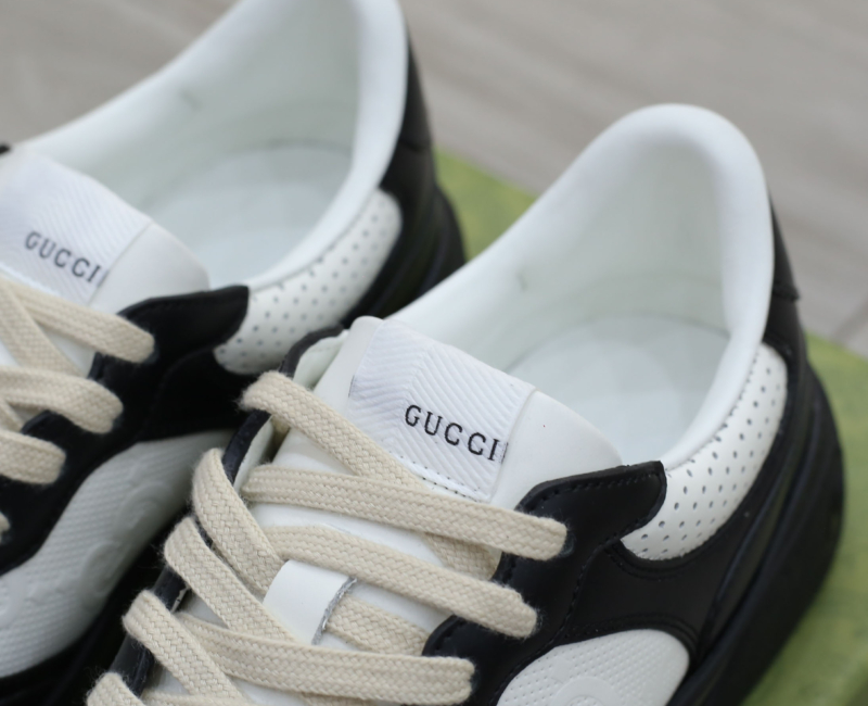 Giày Gucci GG Sneaker Black White leather họa tiết GG dập nổi Best Quality