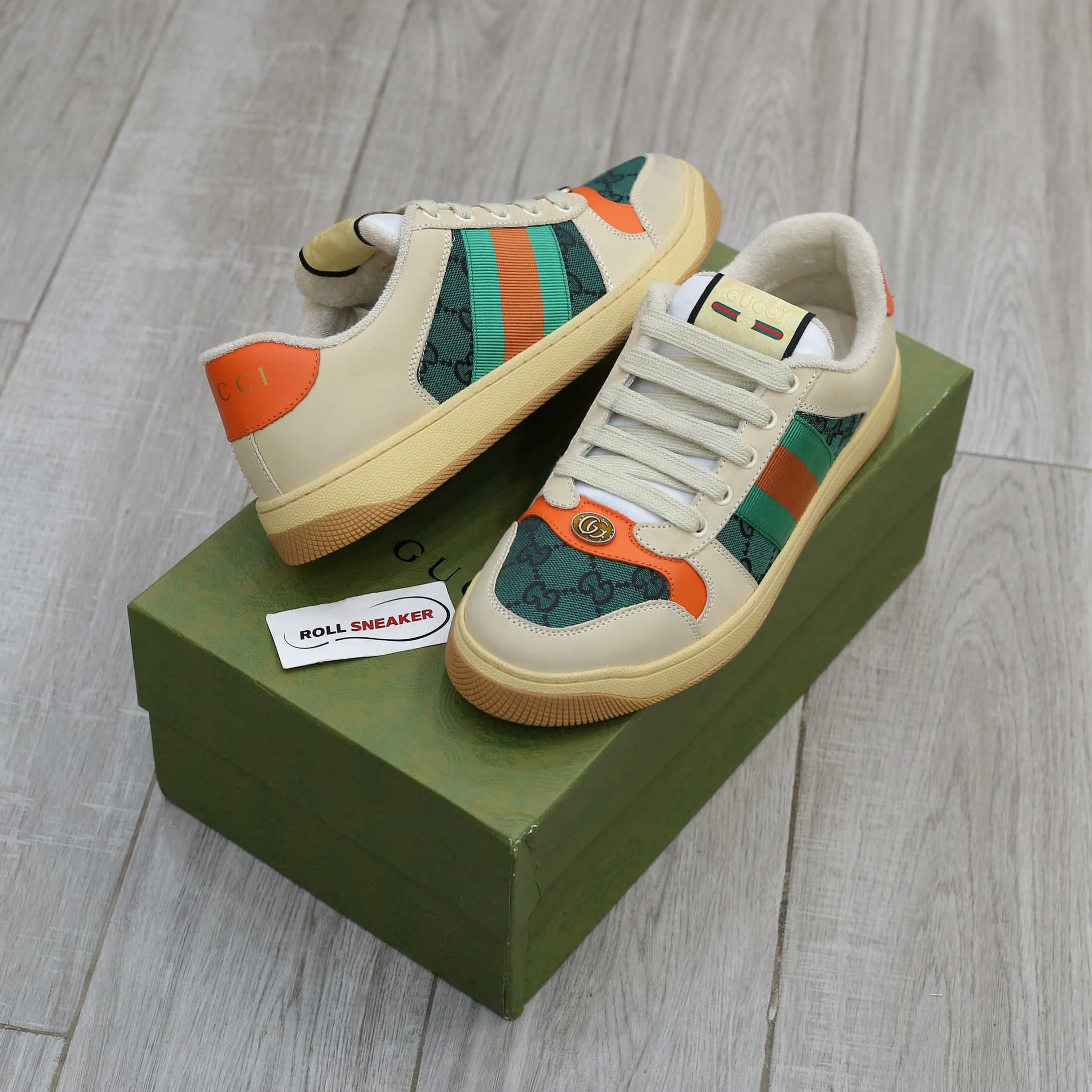 Giày Gucci Screener GG White Green Best Quality