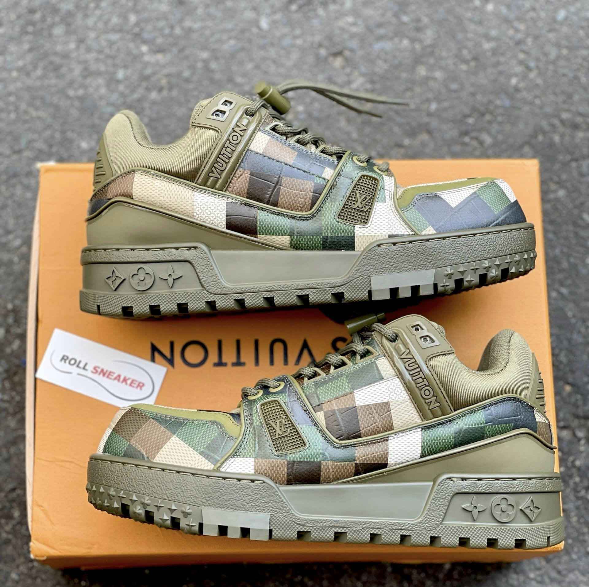 Giày Louis Vuitton LV Trainer Maxi Green Damoflage Damier Best Quality