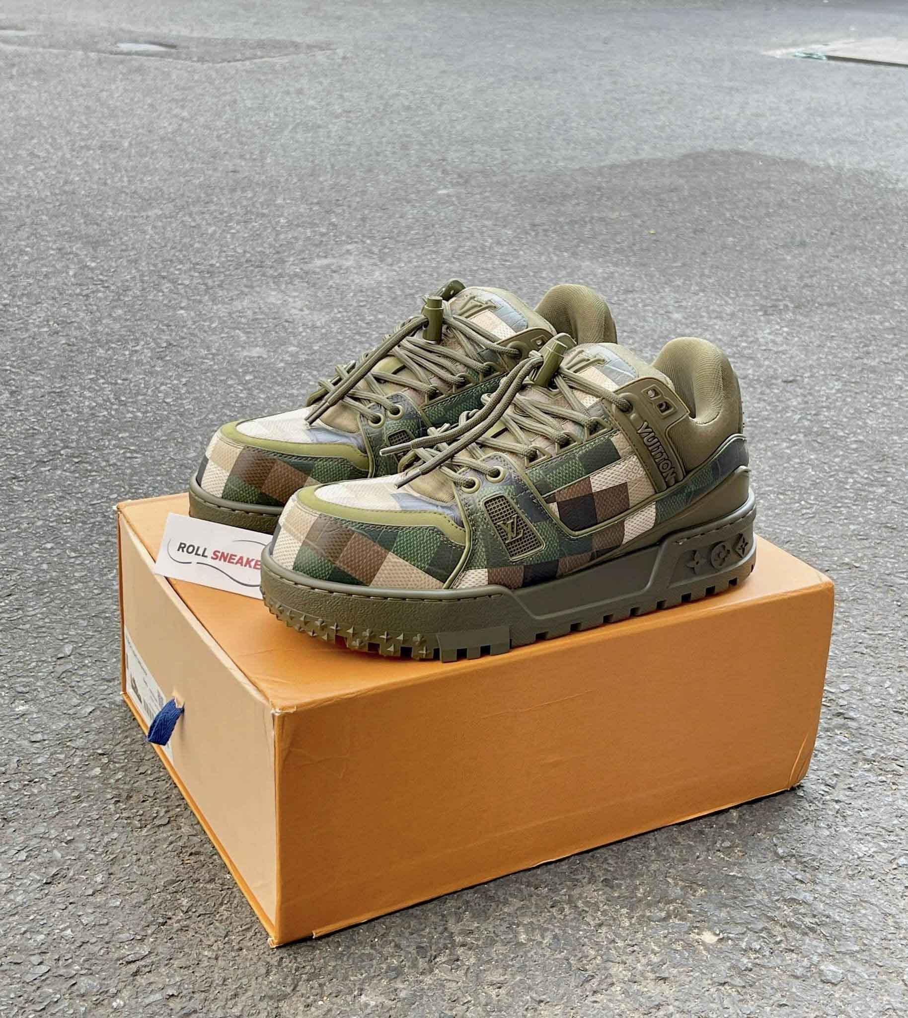 Giày Louis Vuitton LV Trainer Maxi Green Damoflage Damier Best Quality