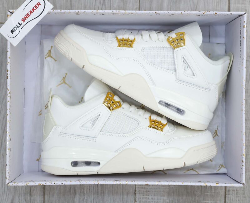 Giày Nike Air Jordan 4 Sail Metallic Gold Like Auth